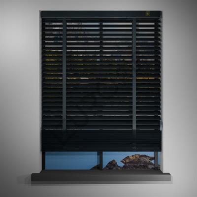 REDÜKTÖRLÜ / Zincirli Ahşap Jaluzi Perde 50 mm %100 Orjinal Ahşap Kurdeleli ANTRASİT Renk