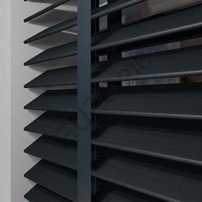 REDÜKTÖRLÜ / Zincirli Ahşap Jaluzi Perde 50 mm %100 Orjinal Ahşap Kurdeleli ANTRASİT Renk