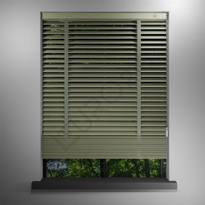 REDÜKTÖRLÜ / Zincirli Ahşap Jaluzi Perde 50 mm %100 Orjinal Ahşap Kurdeleli BEJ Renk