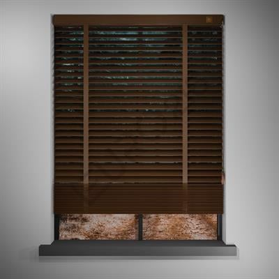 REDÜKTÖRLÜ / Zincirli Ahşap Jaluzi Perde 50 mm %100 Orjinal Ahşap Kurdeleli CEVİZ Renk