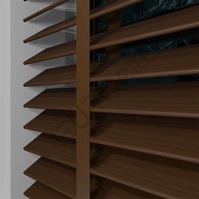 REDÜKTÖRLÜ / Zincirli Ahşap Jaluzi Perde 50 mm %100 Orjinal Ahşap Kurdeleli CEVİZ Renk