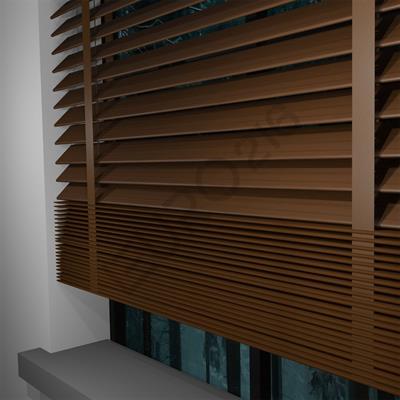 REDÜKTÖRLÜ / Zincirli Ahşap Jaluzi Perde 50 mm %100 Orjinal Ahşap Kurdeleli CEVİZ Renk