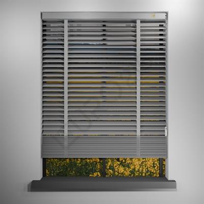 REDÜKTÖRLÜ / Zincirli Ahşap Jaluzi Perde 50 mm %100 Orjinal Ahşap Kurdeleli GRİ Renk