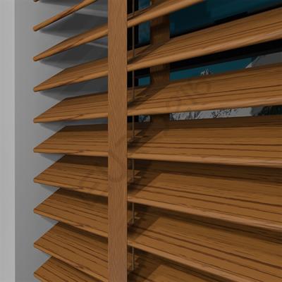 REDÜKTÖRLÜ / Zincirli Ahşap Jaluzi Perde 50 mm %100 Orjinal Ahşap Kurdeleli MEŞE Renk