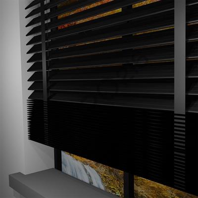 REDÜKTÖRLÜ / Zincirli Ahşap Jaluzi Perde 50 mm %100 Orjinal Ahşap Kurdeleli SİYAH Renk