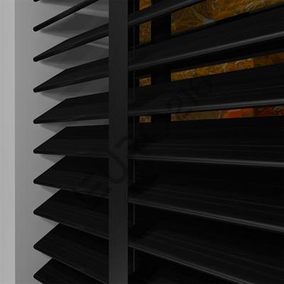 REDÜKTÖRLÜ / Zincirli Ahşap Jaluzi Perde 50 mm %100 Orjinal Ahşap Kurdeleli SİYAH Renk