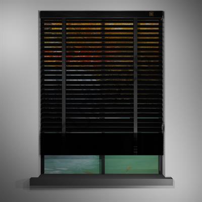 REDÜKTÖRLÜ / Zincirli Ahşap Jaluzi Perde 50 mm %100 Orjinal Ahşap Kurdeleli SİYAH Renk