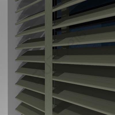 REDÜKTÖRLÜ / Zincirli Ahşap Jaluzi Perde 50 mm %100 Orjinal Ahşap Kurdeleli TAŞ Renk