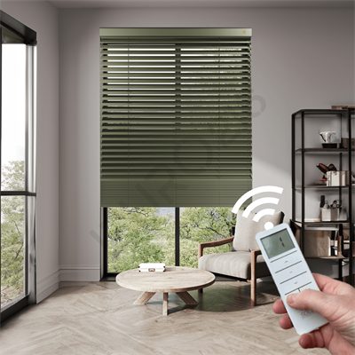 MOTORLU Ahşap Jaluzi Perde 50 mm %100 Orjinal Ahşap BEJ Renk