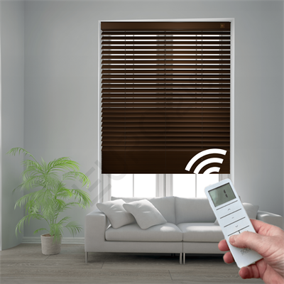 MOTORLU Ahşap Jaluzi Perde 50 mm %100 Orjinal Ahşap CEVİZ Renk