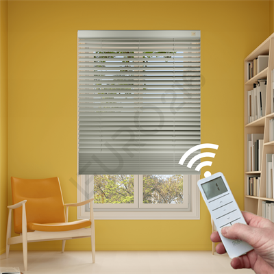 MOTORLU Ahşap Jaluzi Perde 50 mm %100 Orjinal Ahşap KREM Renk