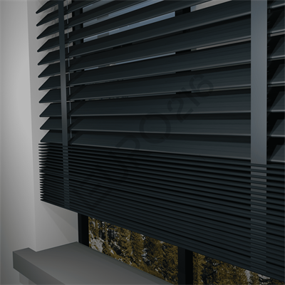 MOTORLU Ahşap Jaluzi Perde 50 mm %100 Orjinal Ahşap Kurdeleli ANTRASİT Renk