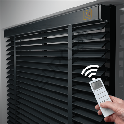 MOTORLU Ahşap Jaluzi Perde 50 mm %100 Orjinal Ahşap Kurdeleli ANTRASİT Renk