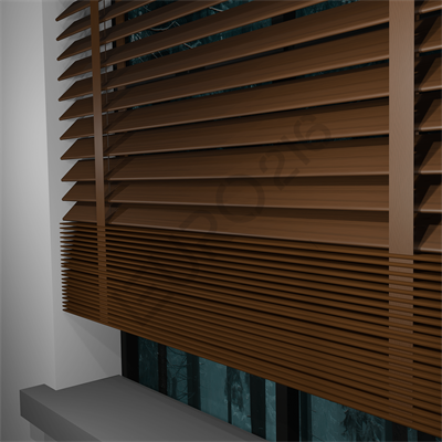 MOTORLU Ahşap Jaluzi Perde 50 mm %100 Orjinal Ahşap Kurdeleli CEVİZ Renk