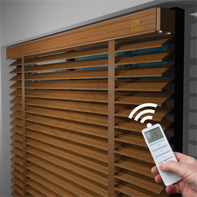 MOTORLU Ahşap Jaluzi Perde 50 mm %100 Orjinal Ahşap Kurdeleli MEŞE Renk