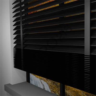 MOTORLU Ahşap Jaluzi Perde 50 mm %100 Orjinal Ahşap Kurdeleli SİYAH Renk