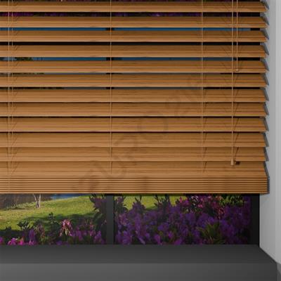 Ahşap Jaluzi Perde Manuel İp Kontrollü 50 mm %100 Orjinal Ahşap MEŞE Renk