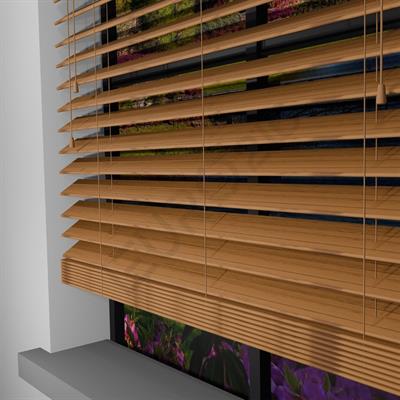 Ahşap Jaluzi Perde Manuel İp Kontrollü 50 mm %100 Orjinal Ahşap MEŞE Renk