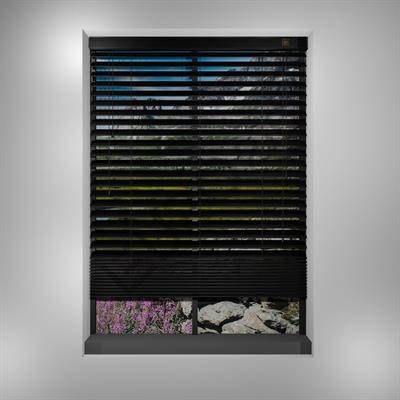 Ahşap Jaluzi Perde Manuel İp Kontrollü 50 mm %100 Orjinal Ahşap SİYAH Renk