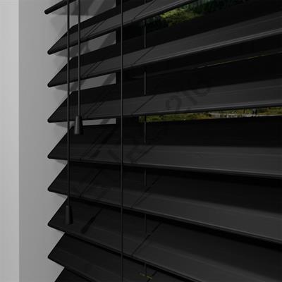 Ahşap Jaluzi Perde Manuel İp Kontrollü 50 mm %100 Orjinal Ahşap SİYAH Renk