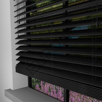 Ahşap Jaluzi Perde Manuel İp Kontrollü 50 mm %100 Orjinal Ahşap SİYAH Renk