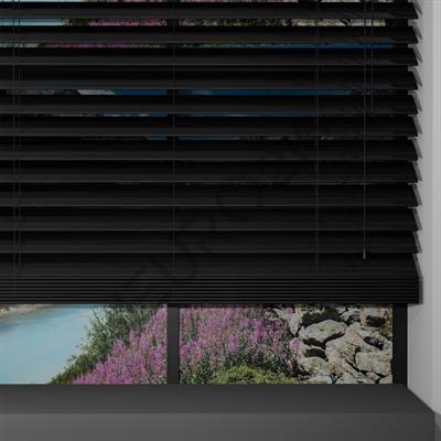 Ahşap Jaluzi Perde Manuel İp Kontrollü 50 mm %100 Orjinal Ahşap SİYAH Renk