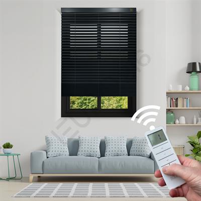MOTORLU Ahşap Jaluzi Perde 50 mm %100 Orjinal Ahşap ANTRASİT Renk