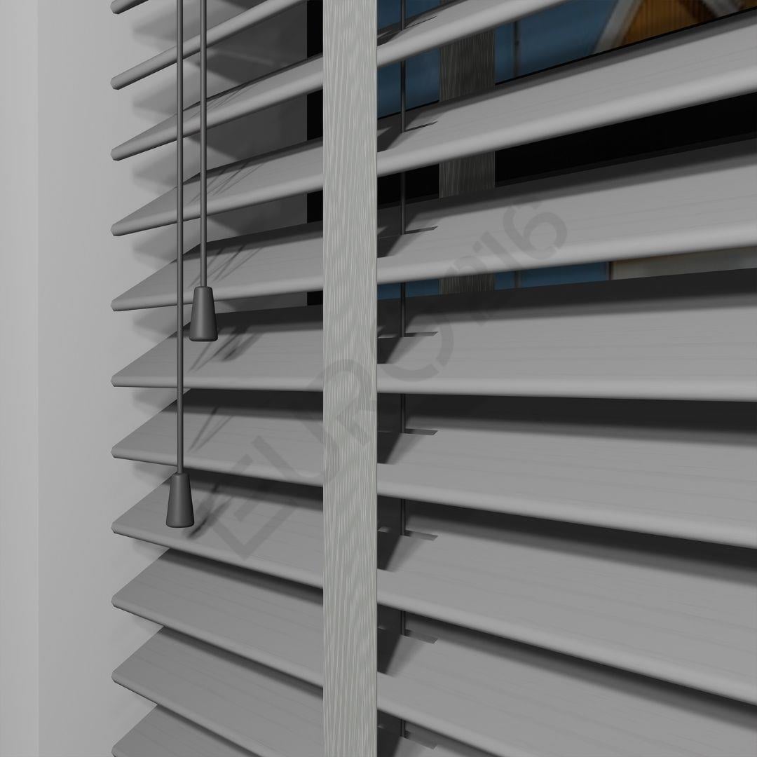 14_Orijinal 50 mm İp Kontrollü Kurdeleli Ahşap Jaluzi Perde GRİ Renk