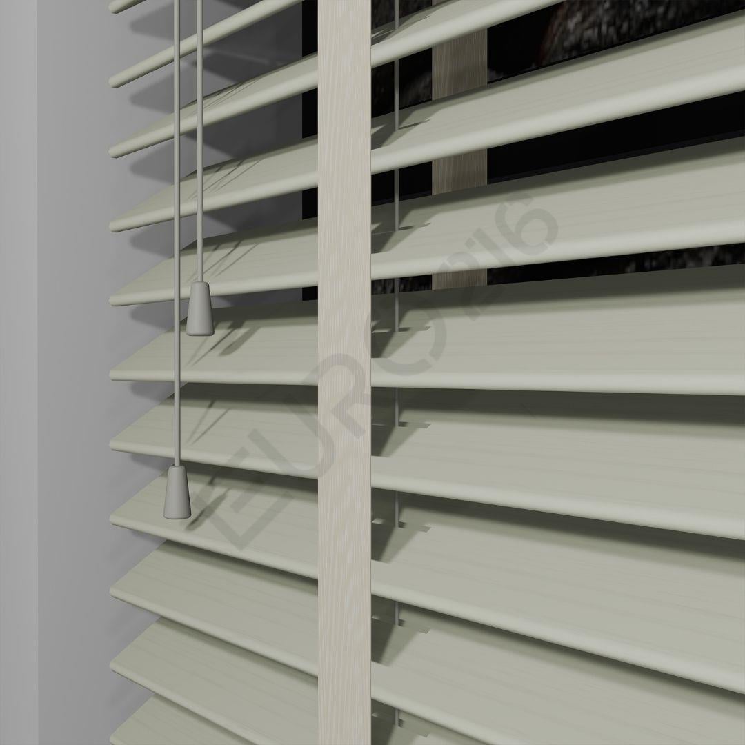 15_Orijinal 50 mm İp Kontrollü Kurdeleli Ahşap Jaluzi Perde KREM Renk