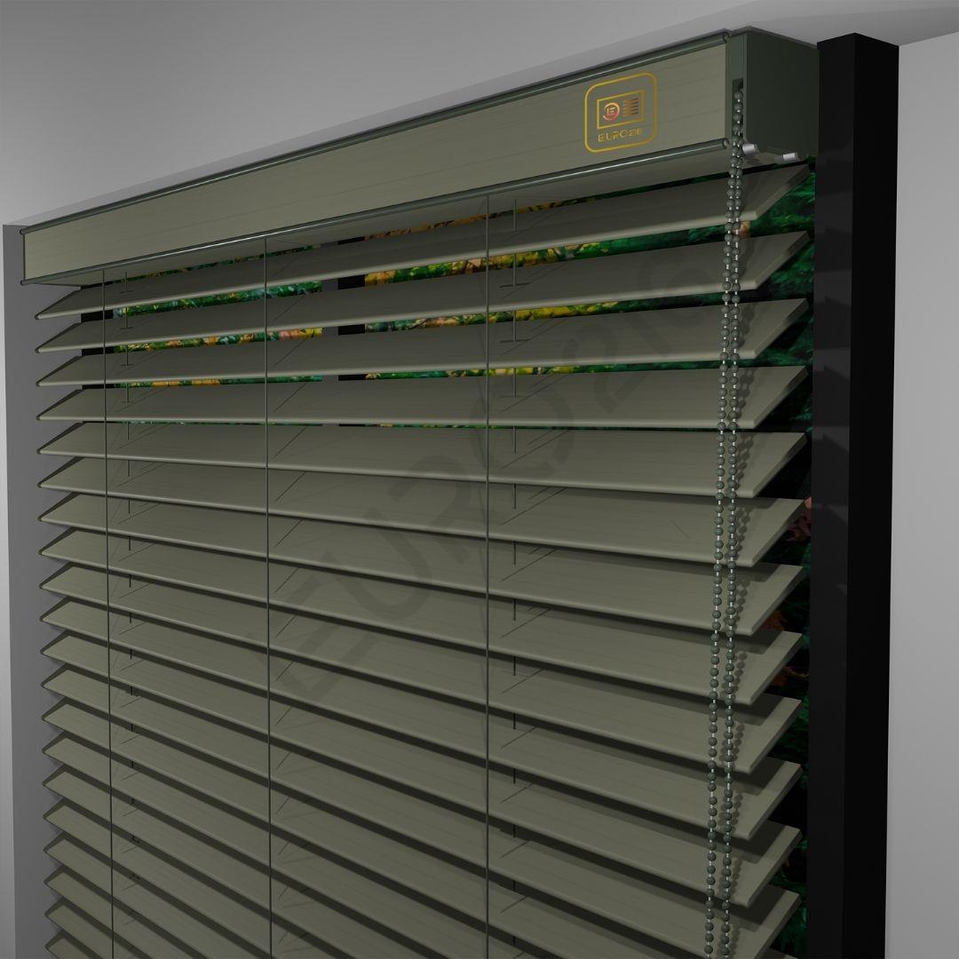 27_REDÜKTÖRLÜ Orijinal 50 mm Ahşap Jaluzi Perde TAŞ Renk