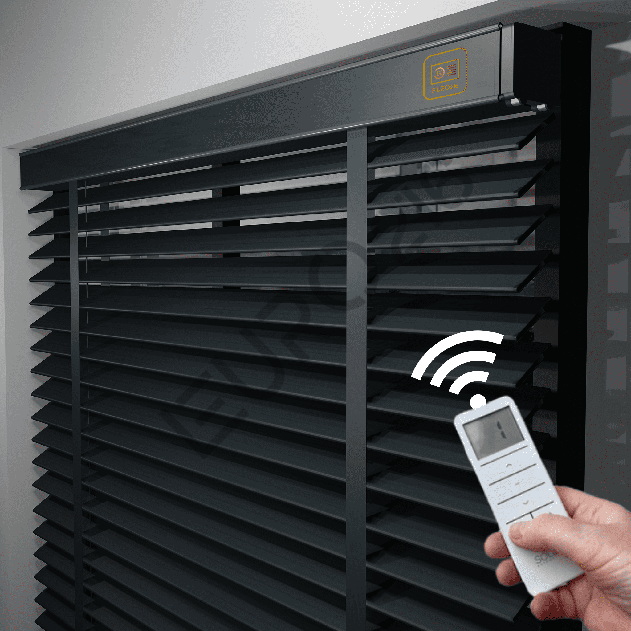 46_MOTORLU Kurdeleli Orijinal 50 mm Ahşap Jaluzi Perde ANTRASİT Renk