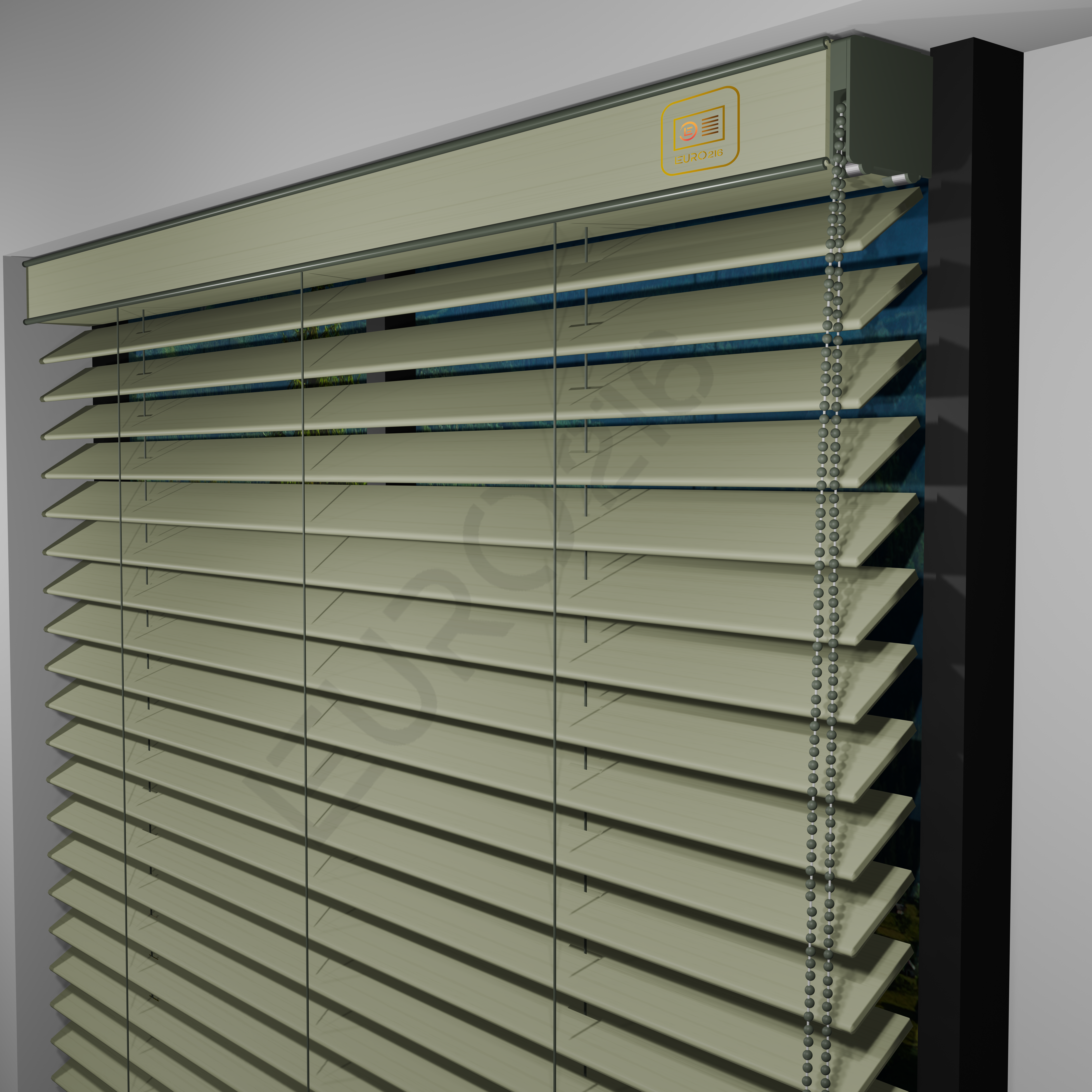 E216AHJIPMRDKMJ502_REDÜKTÖRLÜ / Zincirli Ahşap Jaluzi Perde 50 mm %100 Orjinal Ahşap BEJ Renk