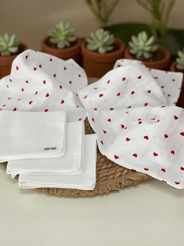  Çift Katlı Müslin Bebek Ağız Mendili, 6'lı , %100 Pamuklu Müslin, Çift Kat, 30x30 cm