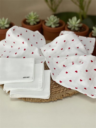  Çift Katlı Müslin Bebek Ağız Mendili, 6'lı , %100 Pamuklu Müslin, Çift Kat, 30x30 cm