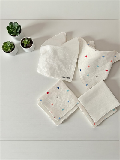 Çift Katlı Müslin Bebek Ağız Mendili, 6'lı , %100 Pamuklu Müslin, Çift Kat, 30X30 cm