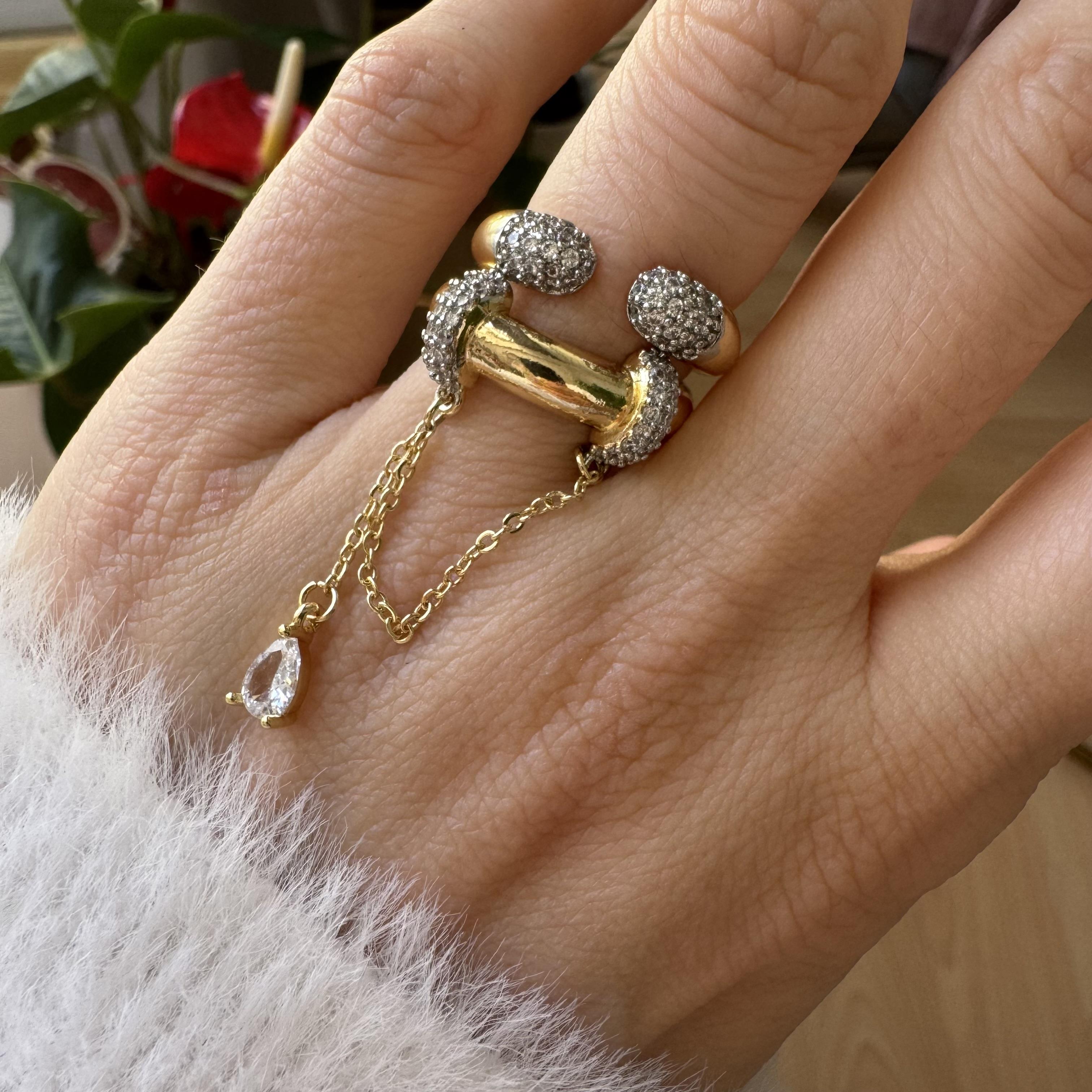 Çelik 2li Zincirli Yüzük