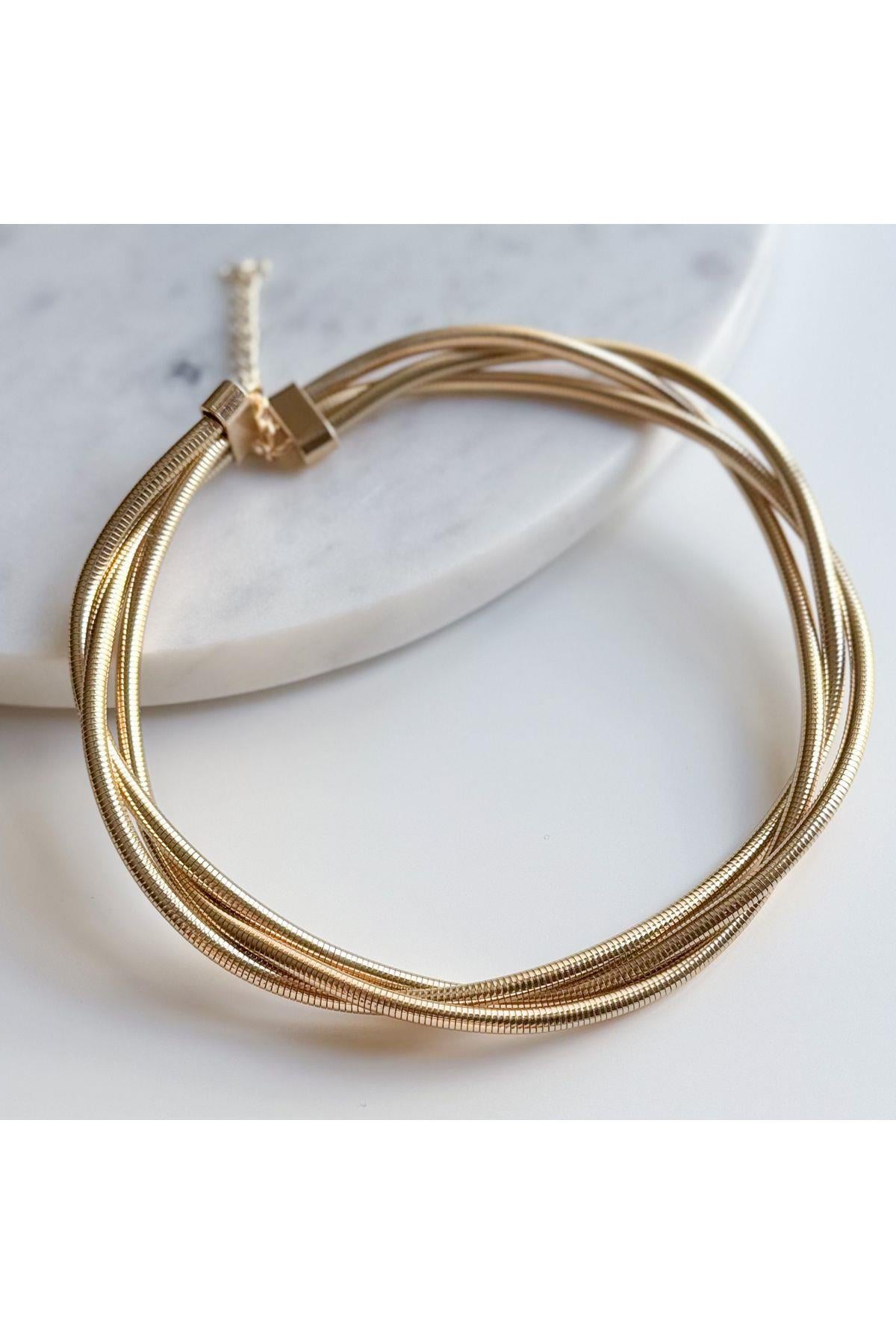 çelik 3lü choker kolye