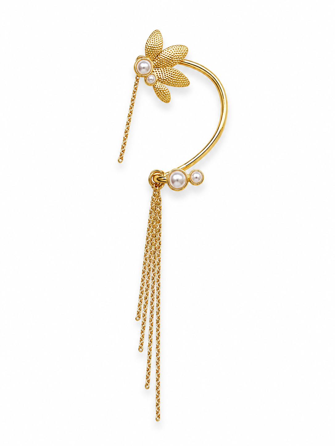 Çelik İncili Çiçek  Earcuff