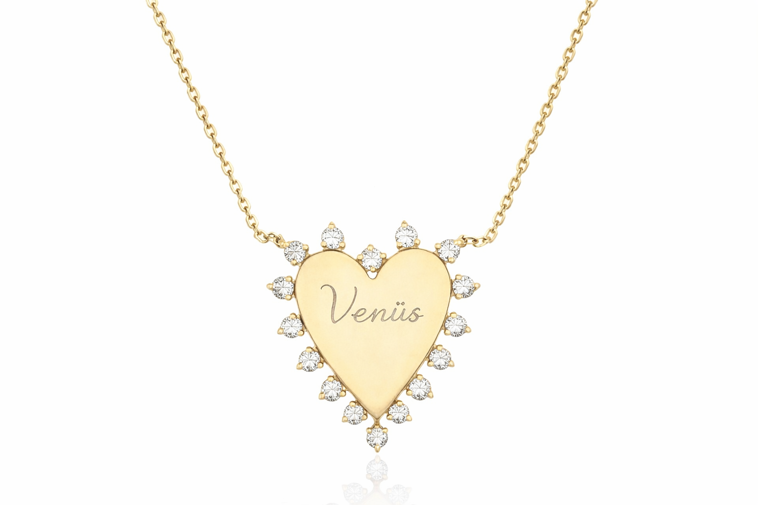 Çelik Kristal Kalp Kolye