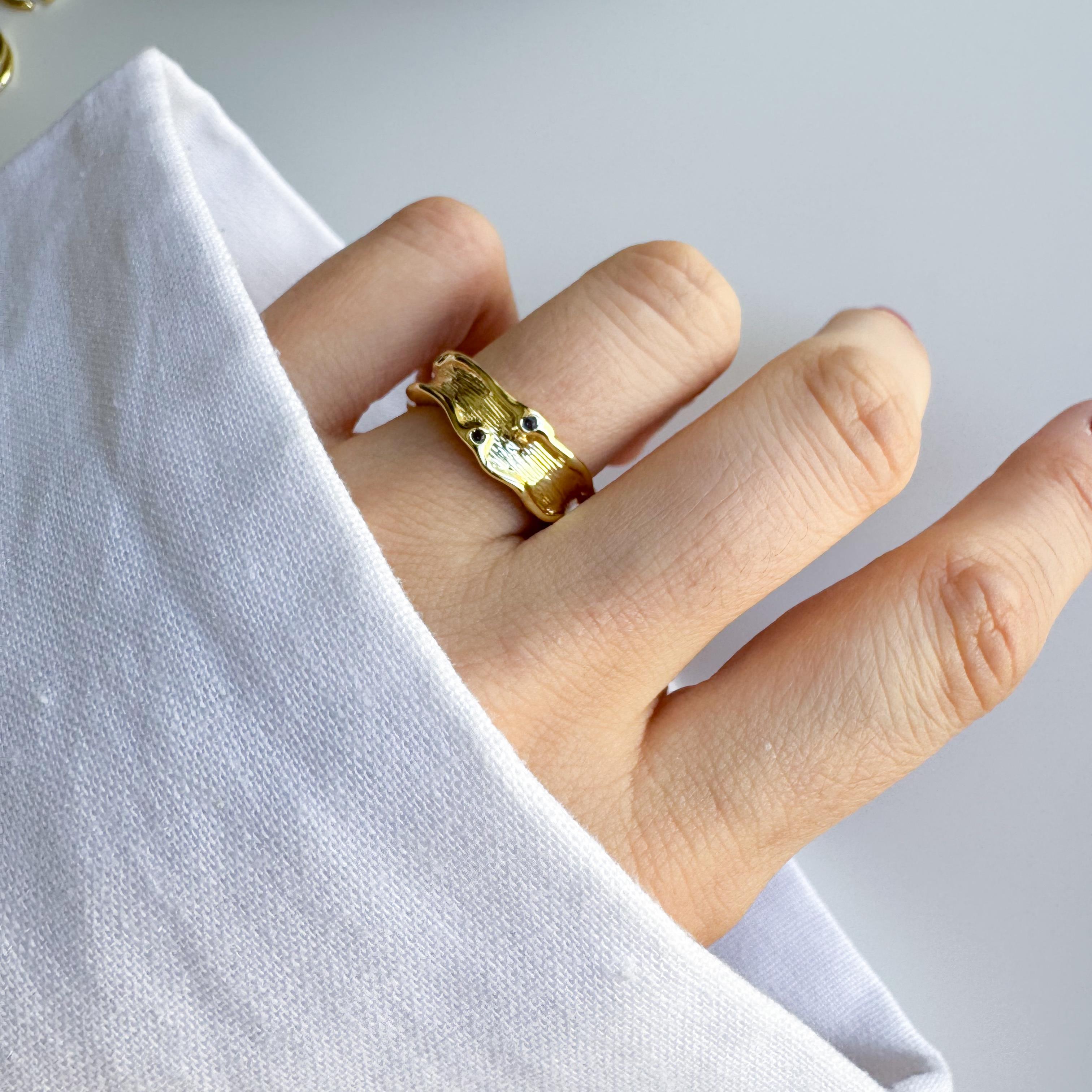 Çelik Mavi Taşlı Yüzük