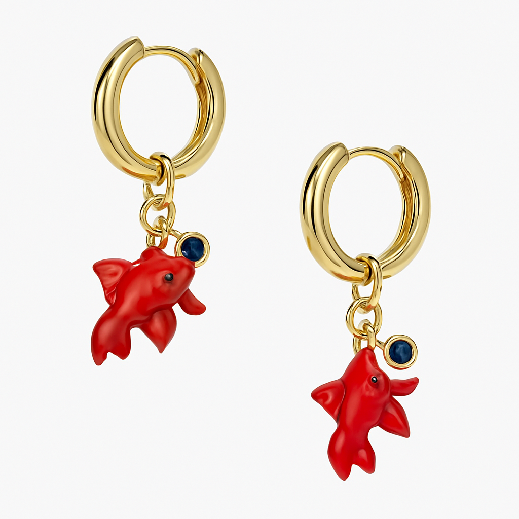 Çelik Murano Balık Charm Küpe