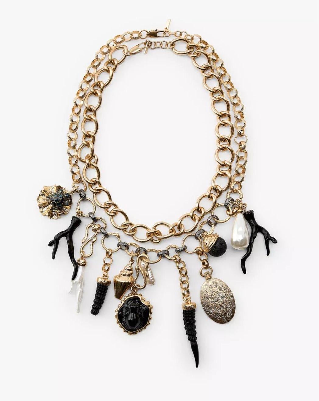 Çelik Siyah Charm Çoklu Kolye