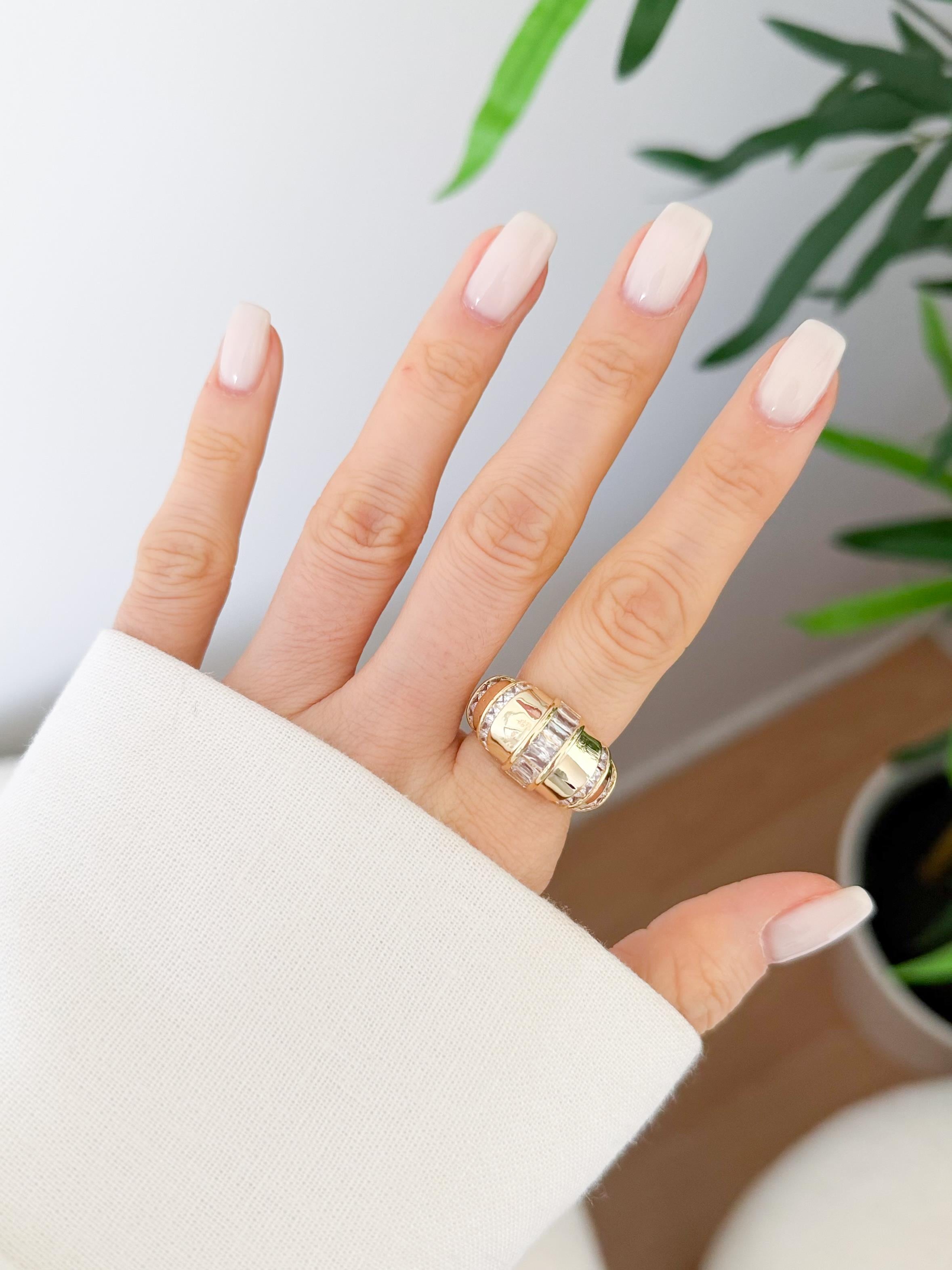 Çelik Taşlı Bombeli Yüzük (Ayarlanabilirdir)