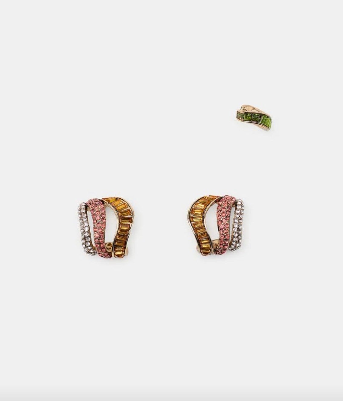 Çelik Taşlı - Earcuff Küpe Seti