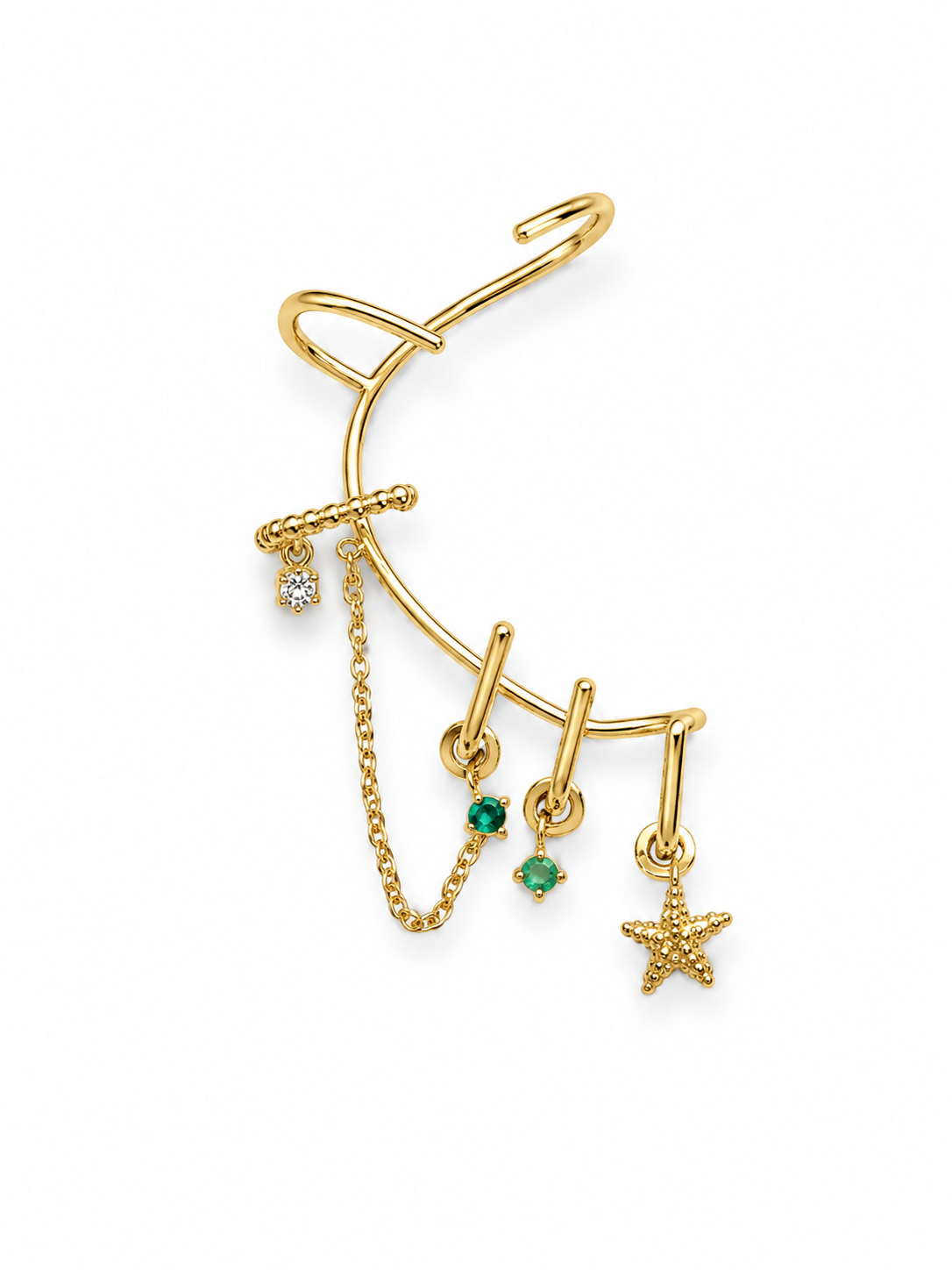Çelik Taşlı Yıldız  Earcuff