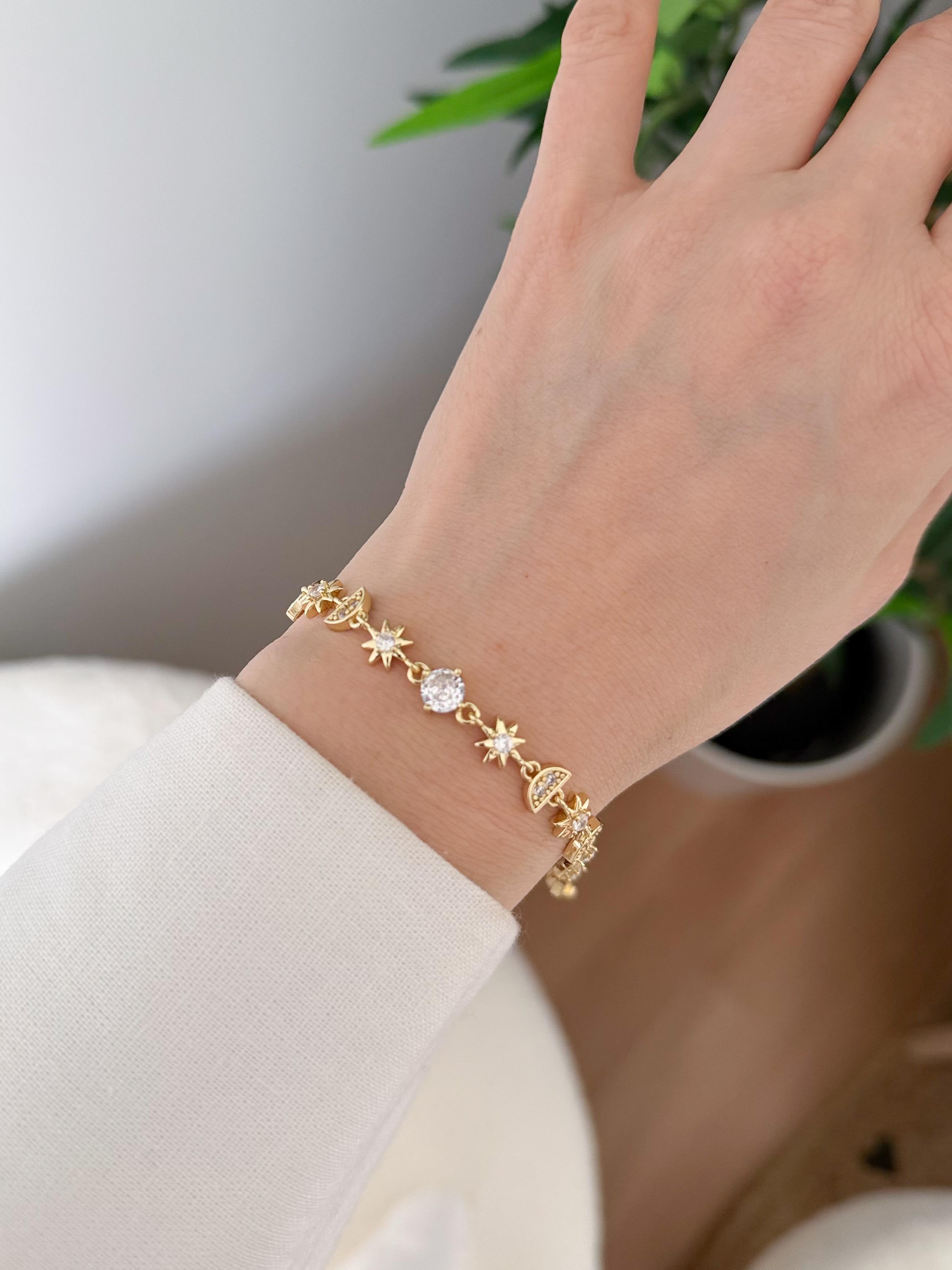 Çelik Yıldız Taşlı Bileklik