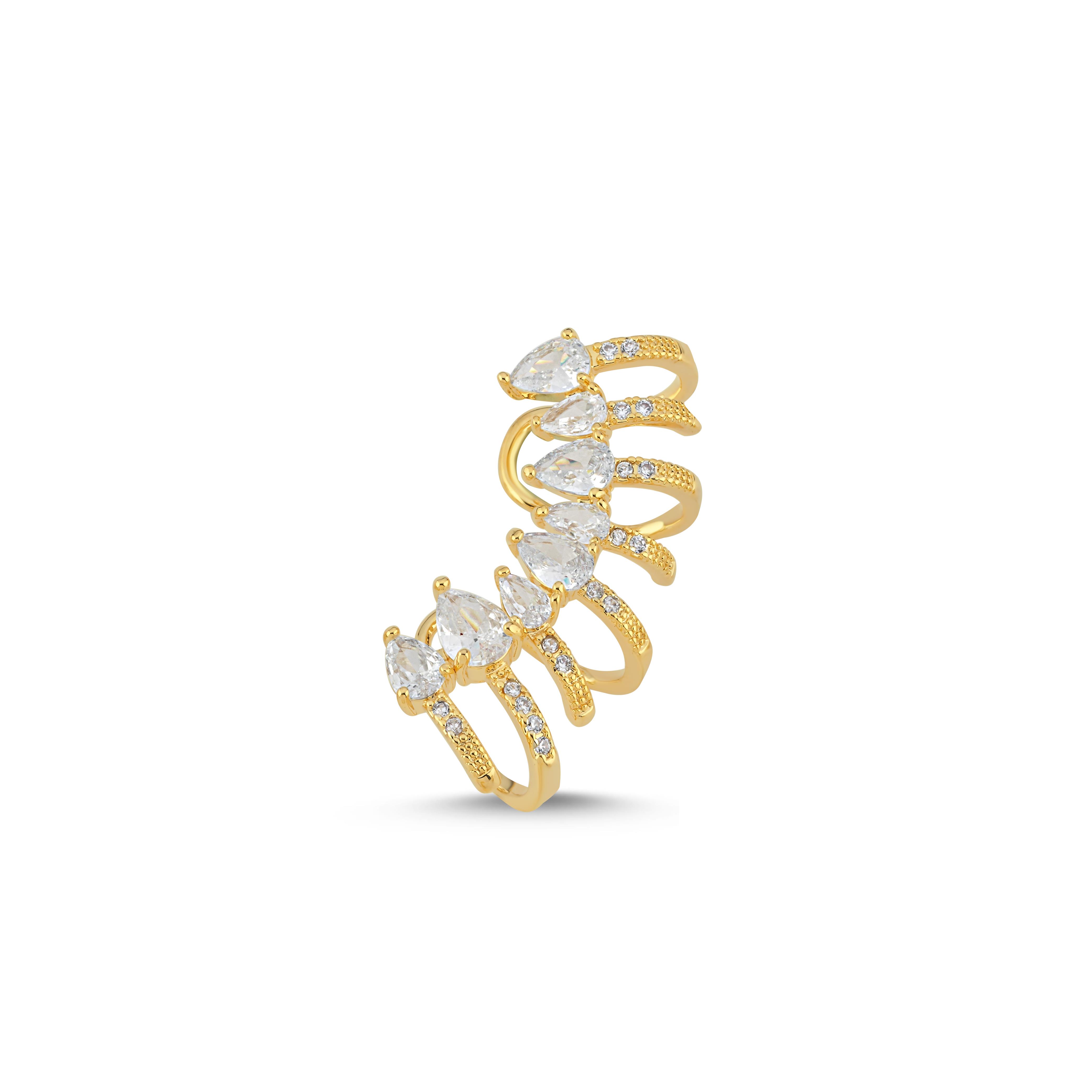 Çelik Zirkon Taşlı Çoklu  Earcuff