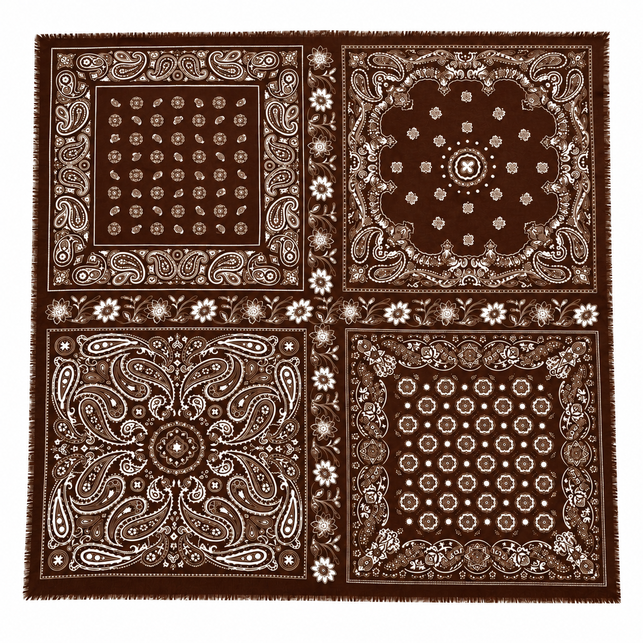 Etnik 4 Desenli Şal 110x110cm