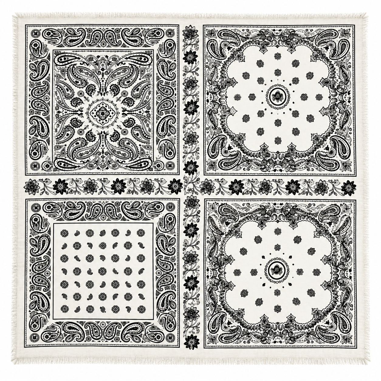 Etnik 4 Desenli Şal 110x110cm