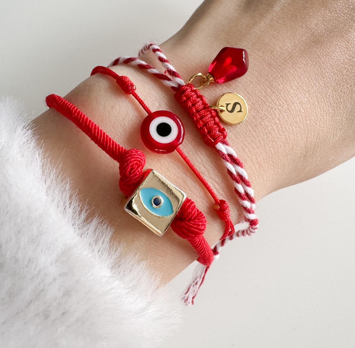 Marteniçka Murano Nar - Harf ve Şans Küp Bileklik Seti